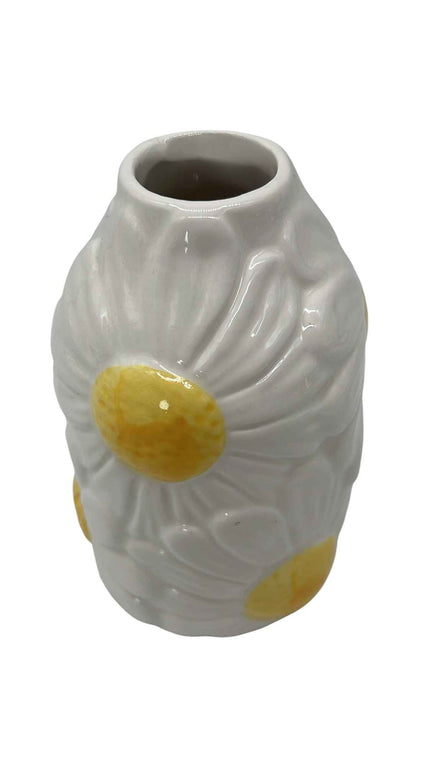 Vase weiß, mit Blumenmuster S Daan Kromhout
