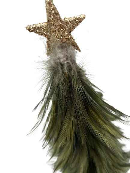 Tanne Federn in Grün mit Holzfuß in Gold H: 40 cm