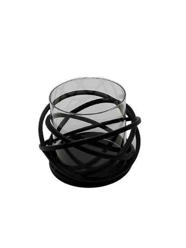 Windlicht Schwarz 18x16 cm - Elegante Dekoration aus Glas für Ihr Zuhause