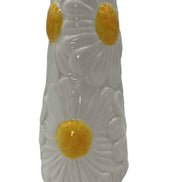 Vase weiß, mit Blumenmuster M Daan Kromhout