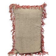 Kissen Braun / Beige mit Fransen in Rostrot 30 x 50 cm Kersten