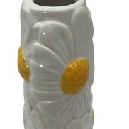 Vase weiß, mit Blumenmuster M Daan Kromhout