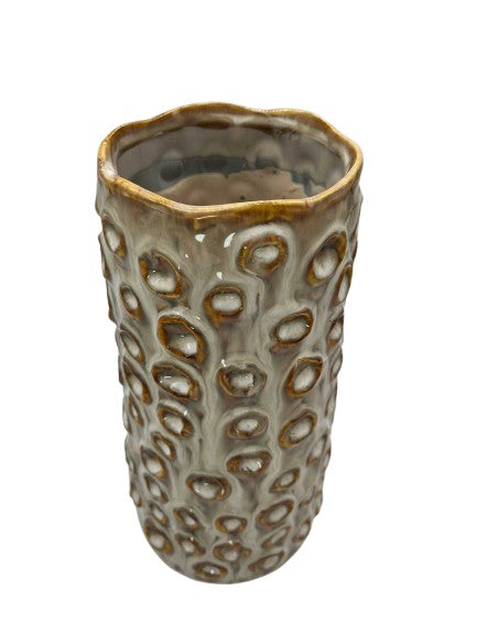 Vase "Squid" ceramic beige with brown pattern