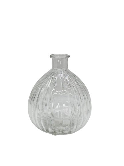 Mini vase spherical shape transparent made of glass