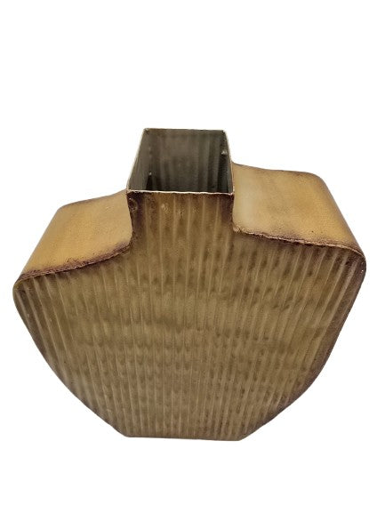 Metal vase in mustard yellow