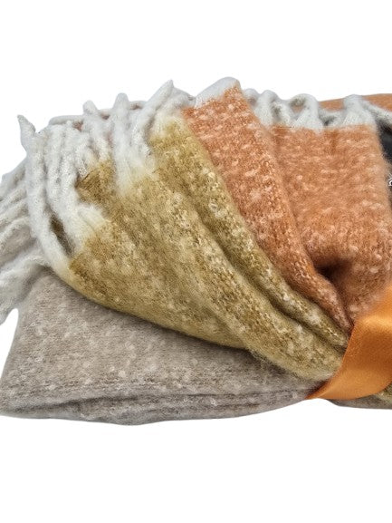 Plaid "Cosy" Creme / Orange / Ocker 120 x 160 cm