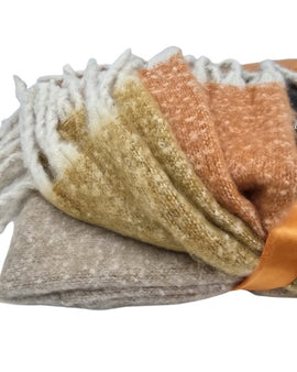 Plaid "Cosy" Creme / Orange / Ocker 120 x 160 cm