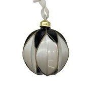 Weihnachtskugel aus Glas schwarz/weiß/gold (Rund) Decoris