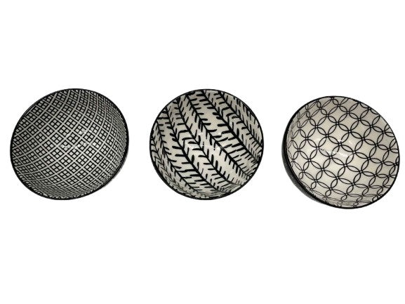DIP Schälchen 3 er Set, Steingut Schwarz/Weiß pimis living by Konceptpunkt