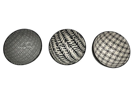 DIP Schälchen 3 er Set, Steingut Schwarz/Weiß pimis living by Konceptpunkt