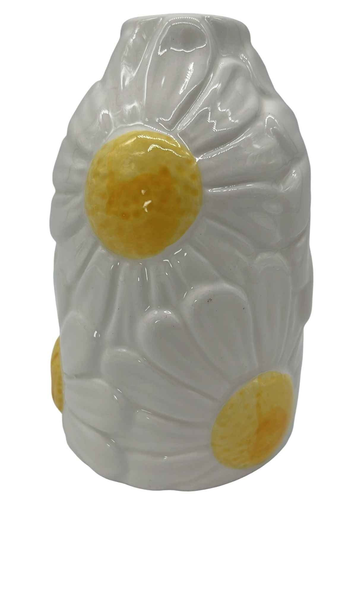 Vase weiß, mit Blumenmuster S Daan Kromhout