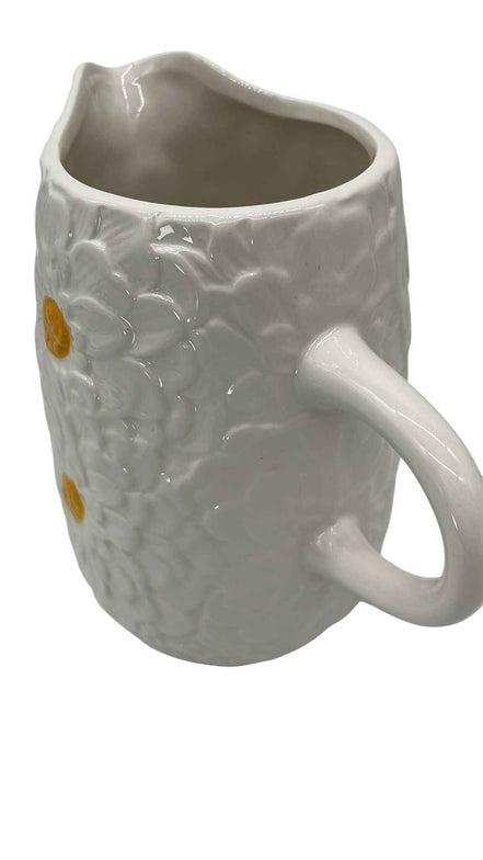 Kanne weiß, Keramik mit Blumenmotiv Daan Kromhout