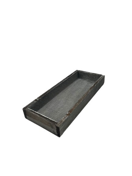 Bandeja de madera esmaltada gris pequeña