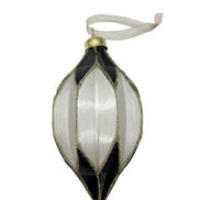 Weihnachtskugel aus Glas schwarz/weiß/gold (Zapfen) Decoris