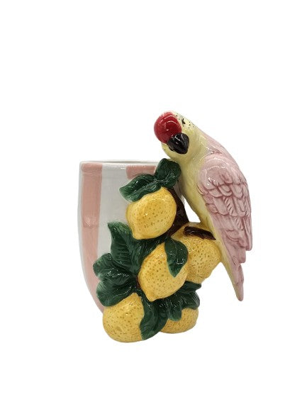 Pflanztopf "Dolomite" Steingut, Kakadu /Zitronen HD Collection