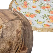 Schale aus Mangoholz, innen glasiert mit Pfirsichmotiv Kitchen Goods & more