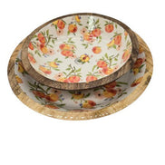 Schale aus Mangoholz, innen glasiert mit Pfirsichmotiv Kitchen Goods & more