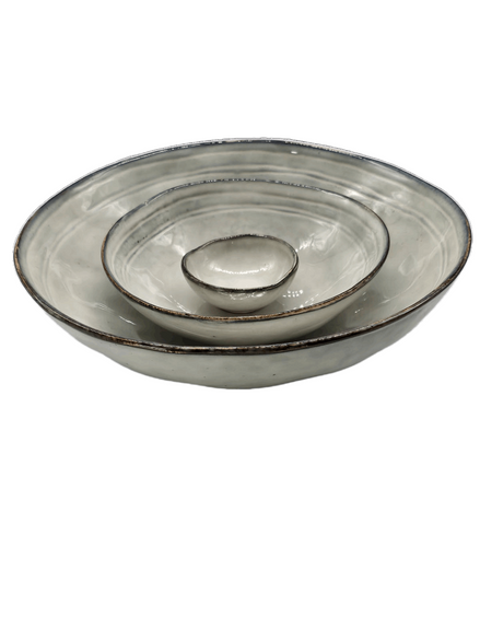 Schale Grau "Hand Decorated" Steingut