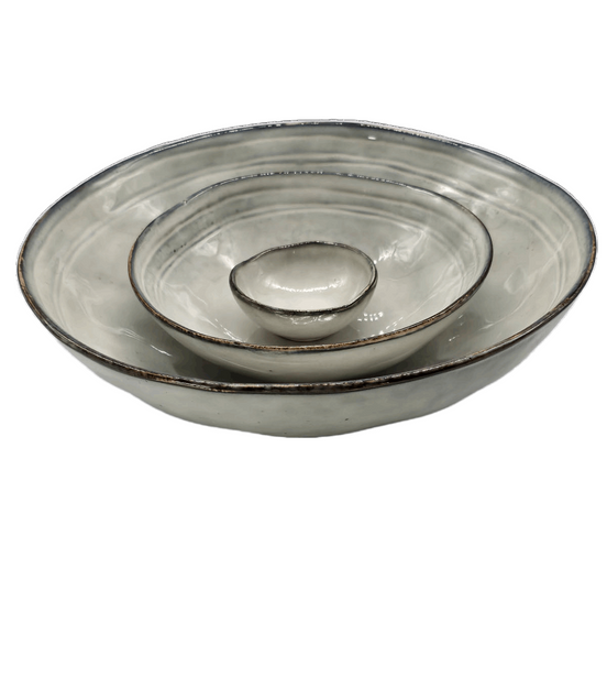 Schale Grau "Hand Decorated" Steingut - Konceptpunkt Home, Deko und mehr …