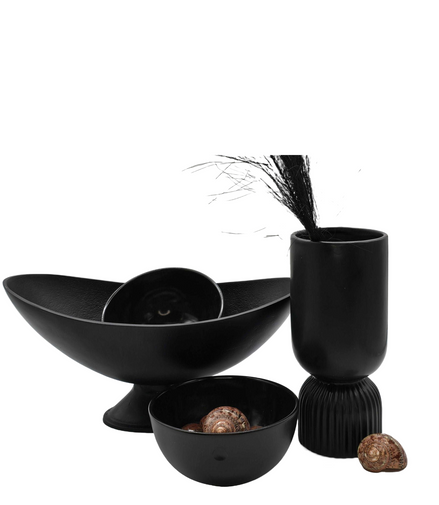 Schale mit Fuß  / Metall schwarz