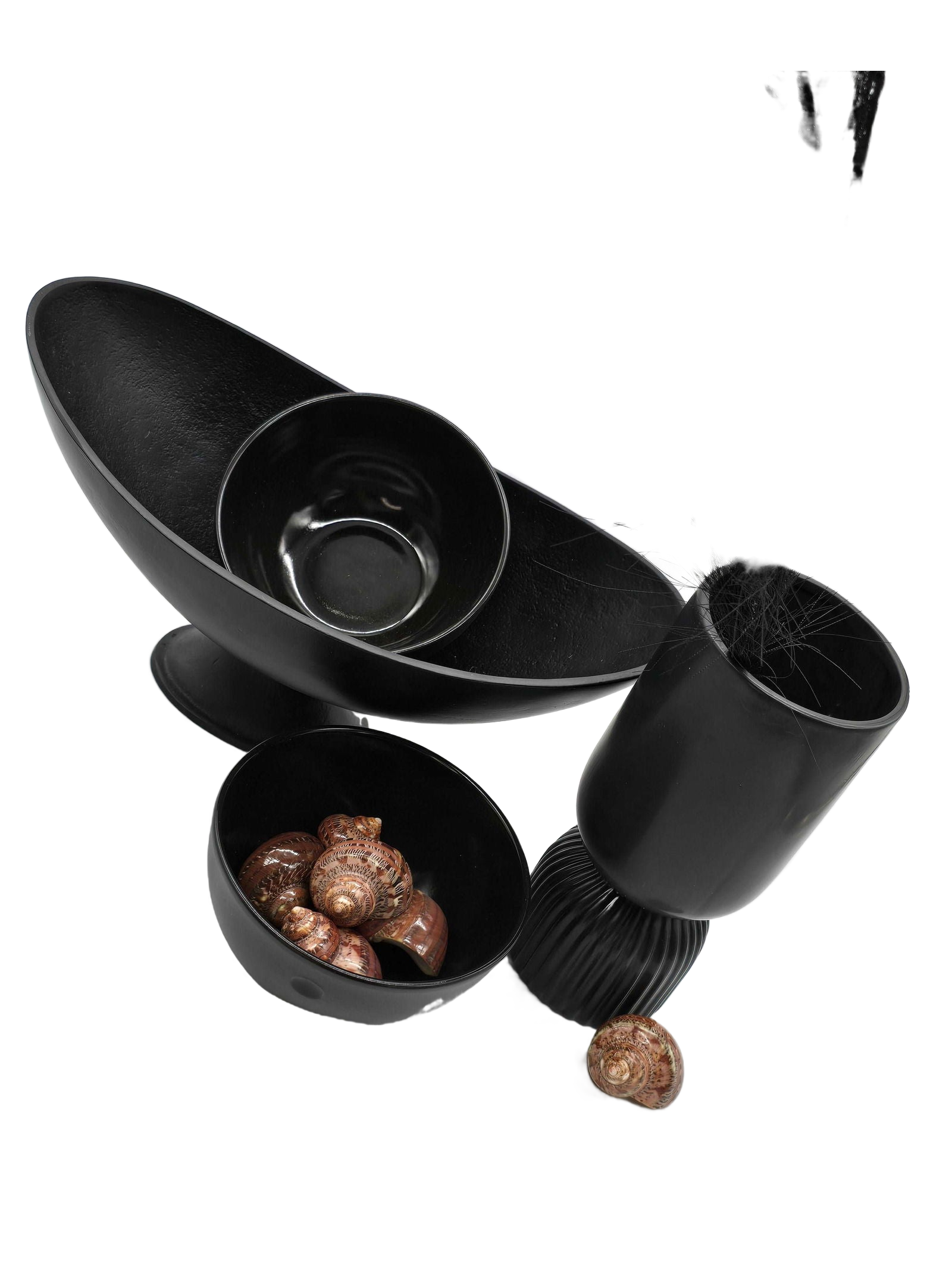 Schale mit Fuß  / Metall schwarz