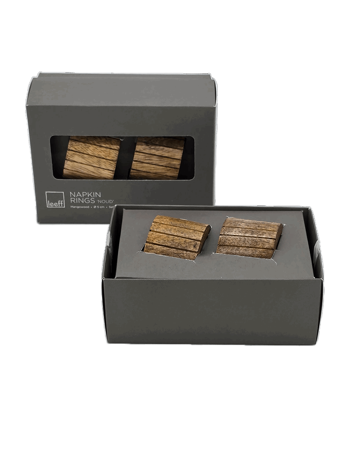 Serviettenringe aus Mangoholz Set mit 2 Stück Leeff