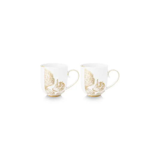 Set/2 Mugs Large Royal White