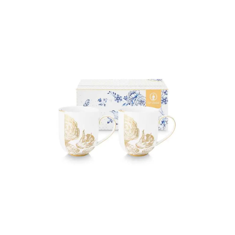 Set/2 Mugs Large Royal White