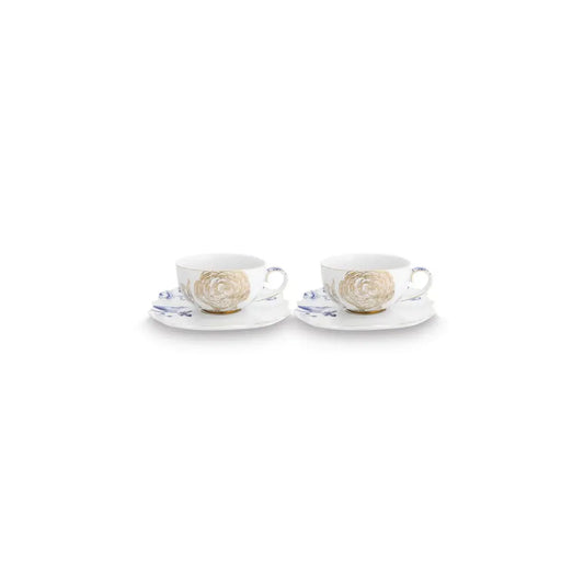 Set/2 Tea Cups & Saucers Royal White - Pimis Living