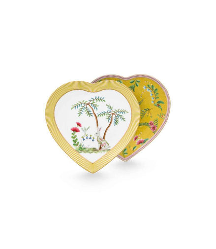 Set/2 Teller in Herzform La Majorelle Gelb 21,5 cm