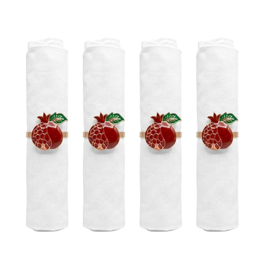 Set mit 4 granatapfelroten Serviettenringen