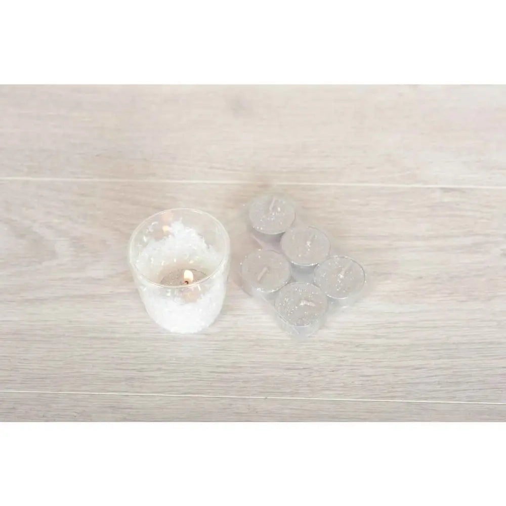T-Light-Silber-Glitzerkerzen-Set mit 6 Stück