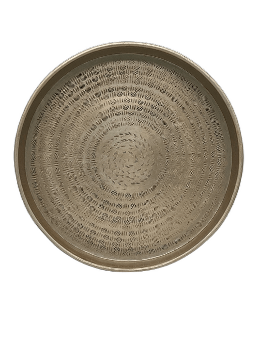 Tablett Rund Gold mit Ornamenten - Pimis Living