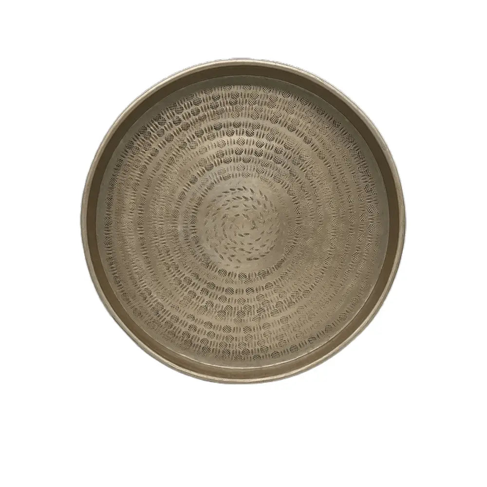 Tablett Rund Gold mit Ornamenten - Pimis Living