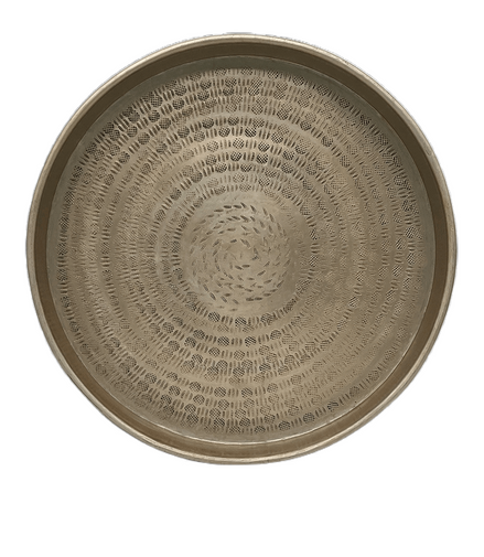 Tablett Rund Gold mit Ornamenten