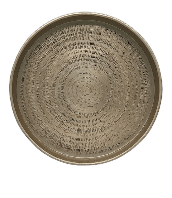 Tablett Rund Gold mit Ornamenten