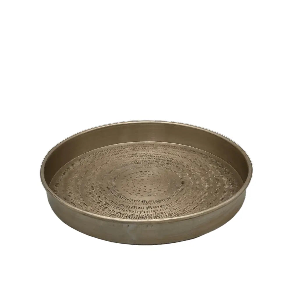 Tablett Rund Gold mit Ornamenten - Pimis Living