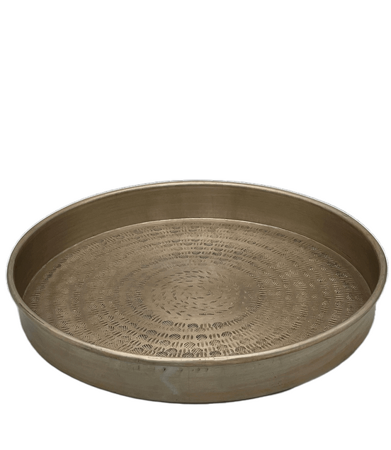 Tablett Rund Gold mit Ornamenten