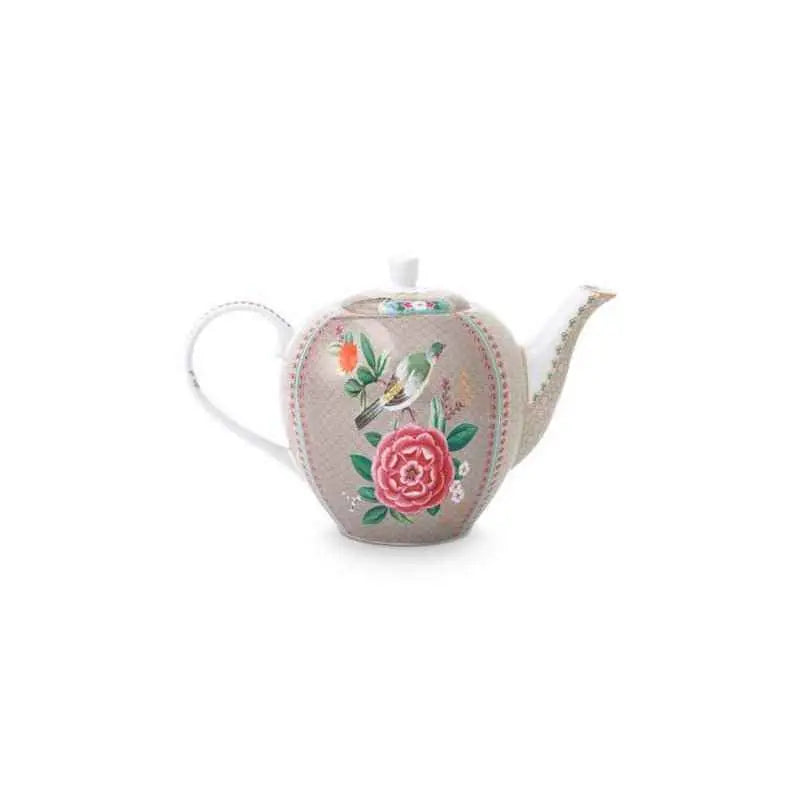 Tea Pot Large Blushing Birds Khaki 1.6ltr