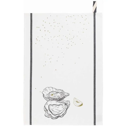 Torchon Huîtres et Citron Blanc 50 x 70