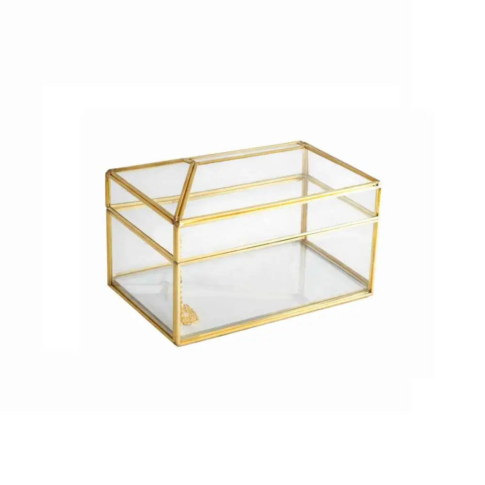 Transparente Quadrat -Taschentuch -Box Goldene Kante 23x13x13cm