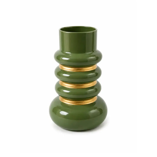 Vase aus gewelltem grünem Metall 20,2 x 20,2 x 30,2 cm