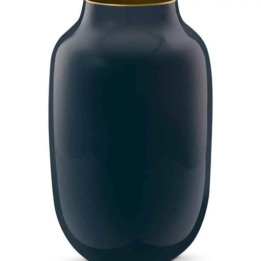 Vase Metal Oval Mid Blue 30cm