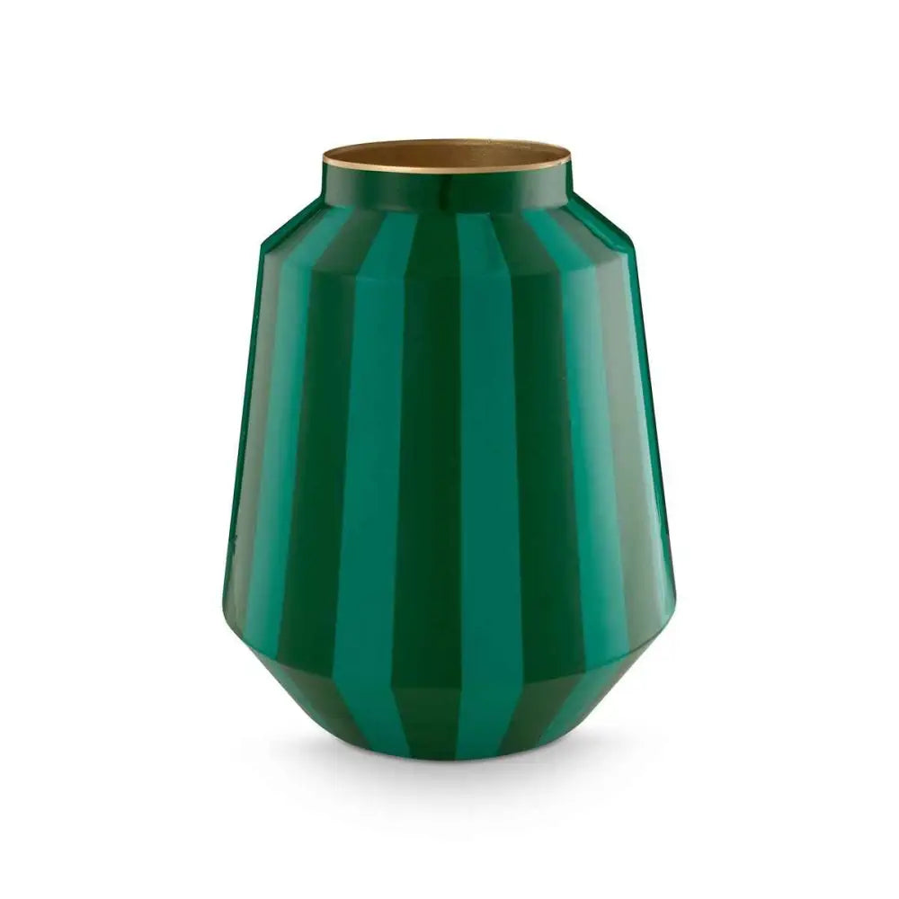 Vase Metal Stripes Green 24x29cm