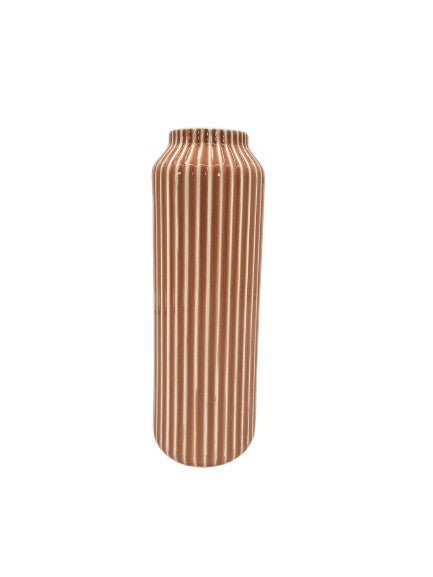 Vase Steingut Orange / Beige
