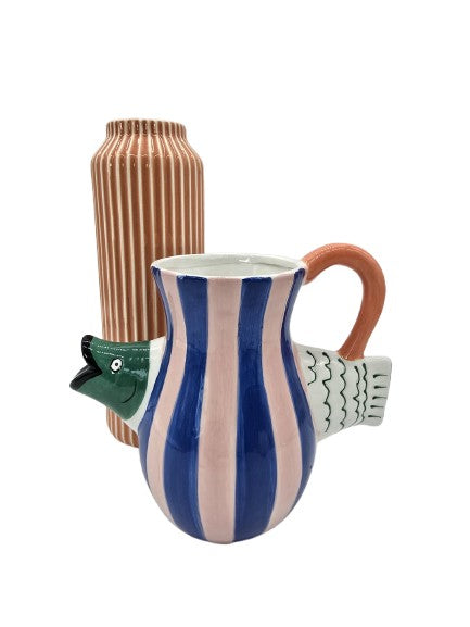 Vase Steingut Orange / Beige
