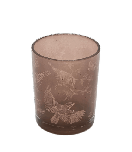Windlicht aus Glas mit Frühlingsmotiv