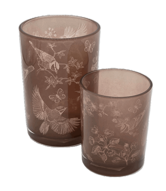 Windlicht aus Glas mit Frühlingsmotiv