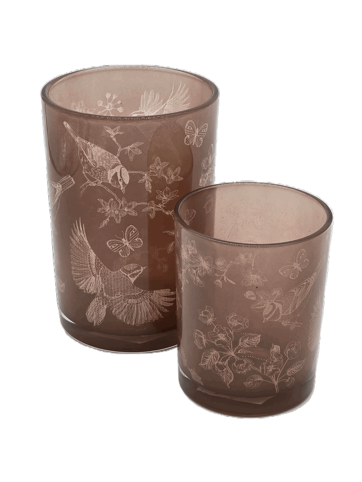 Windlicht aus Glas mit Frühlingsmotiv
