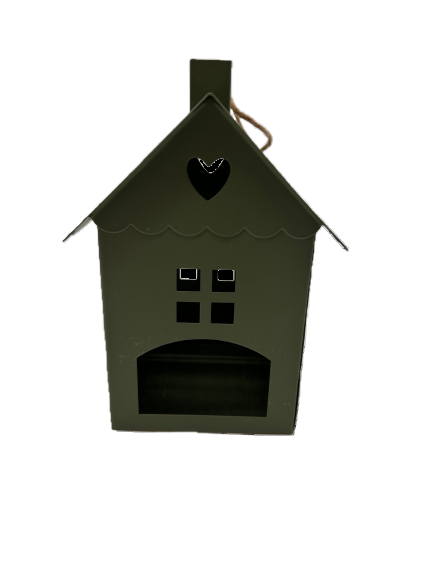 Windlicht ’Blechhaus’ Salbeifarben